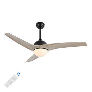 Sully 52" Contemporary Industrial Iron/Plastic Mobile-App/Remote-Controlled 6-Speed Propeller Integrated LED Ceiling Fan - JONATHAN Y